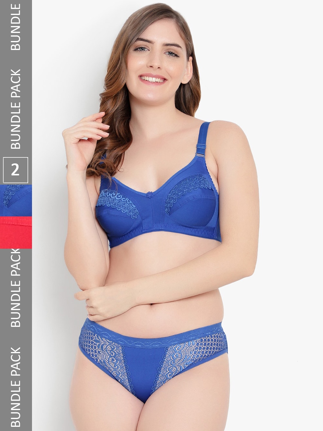 

KYODO Pack Of 2 Self Design Cotton Lingerie Set, Blue