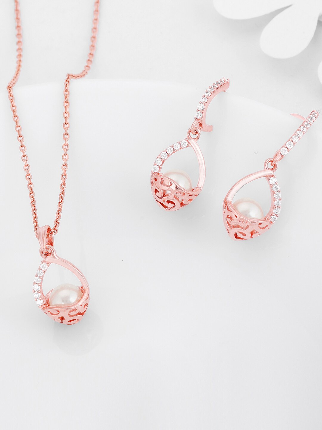 

GIVA Rose Gold-Plated Studded Necklace & Earrings