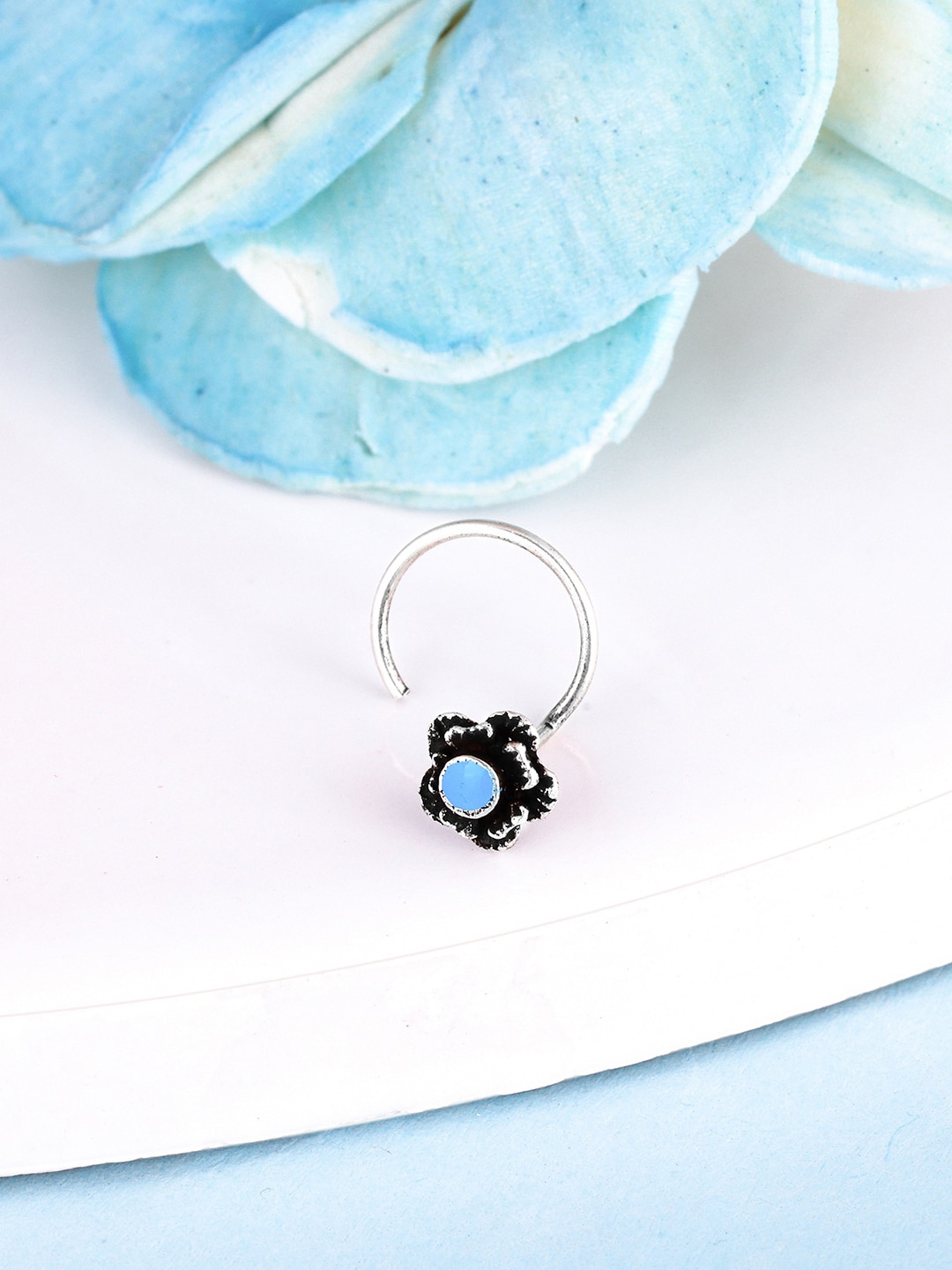 

GIVA 92.5 Sterling Silver Rhodium-Plated Stone-Studded Nosepin