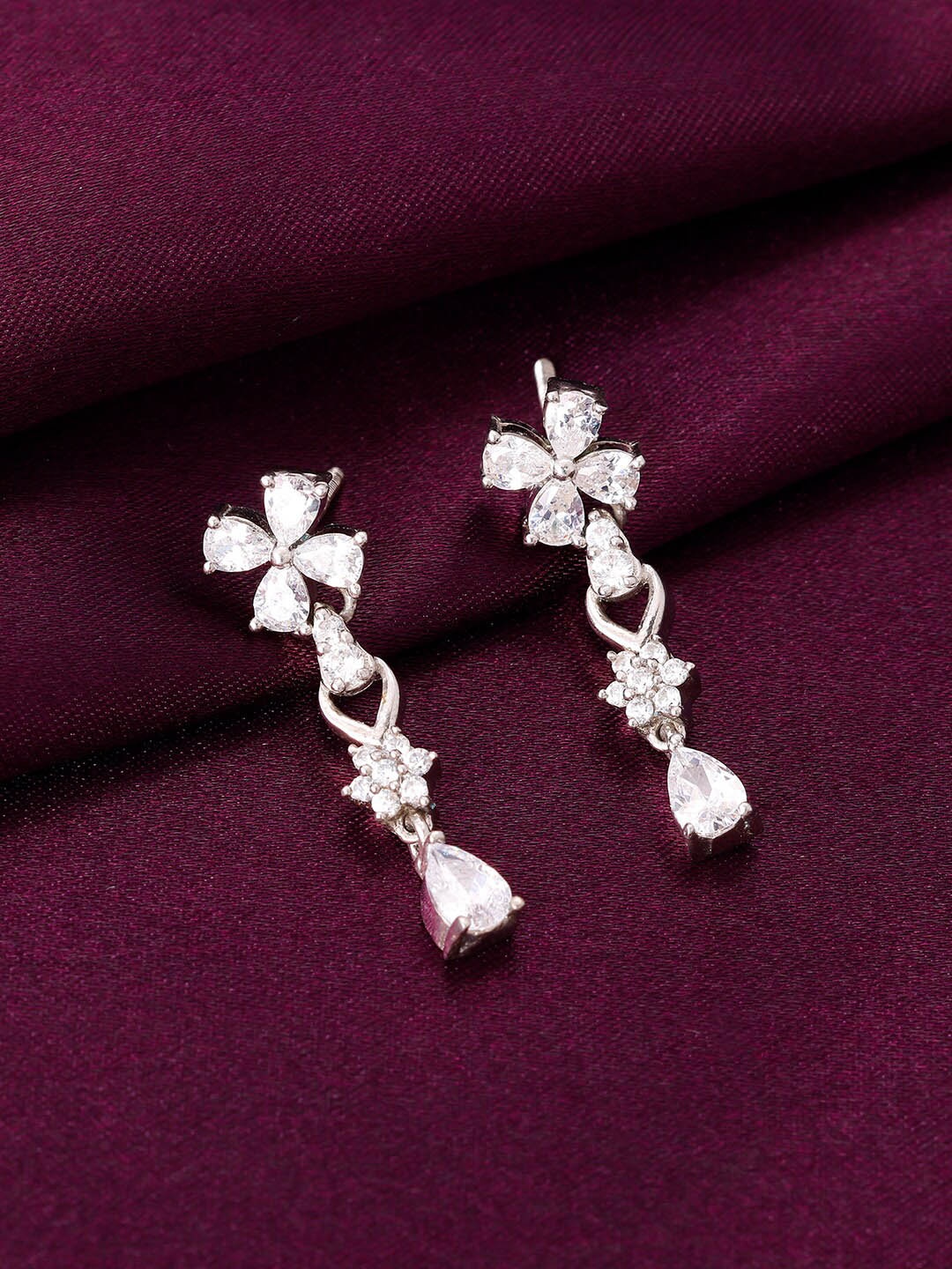 

GIVA Rhodium-Plated CZ-Studded Necklace & Earrings, Silver