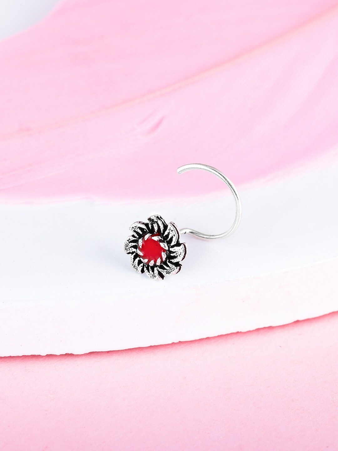 

GIVA Rhodium-Plated Stone-Studded Clip-On Nosepin, Silver