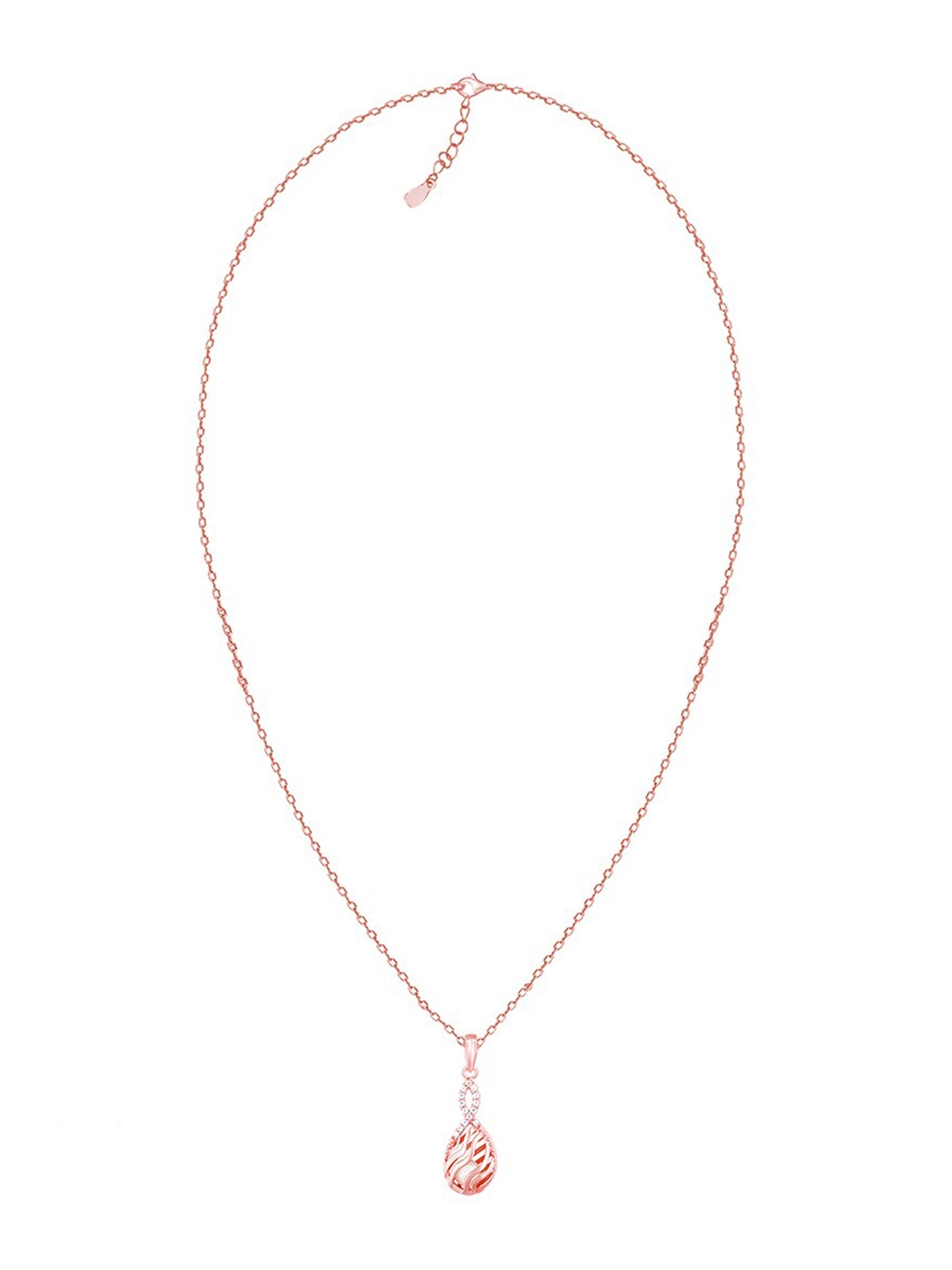 

GIVA 925 Sterling Silver Rose Gold-Plated Stone-Studded Pendant With Chain