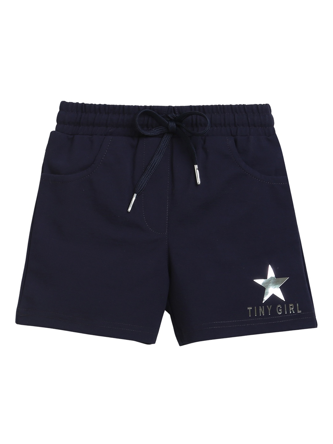 

Tiny Girls Mid Rise Cotton Shorts, Navy blue