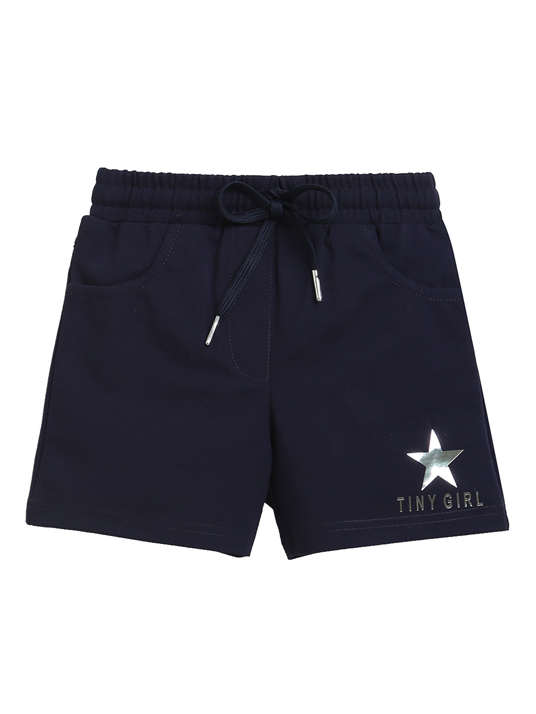 

Tiny Girl Mid-Rise Cotton Shorts, Navy blue