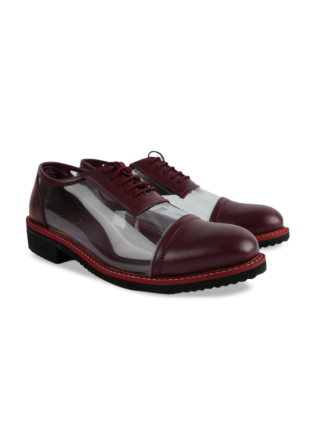 

MONKSTORY Men Trance Transparent Comfort Insole Derbys, Burgundy