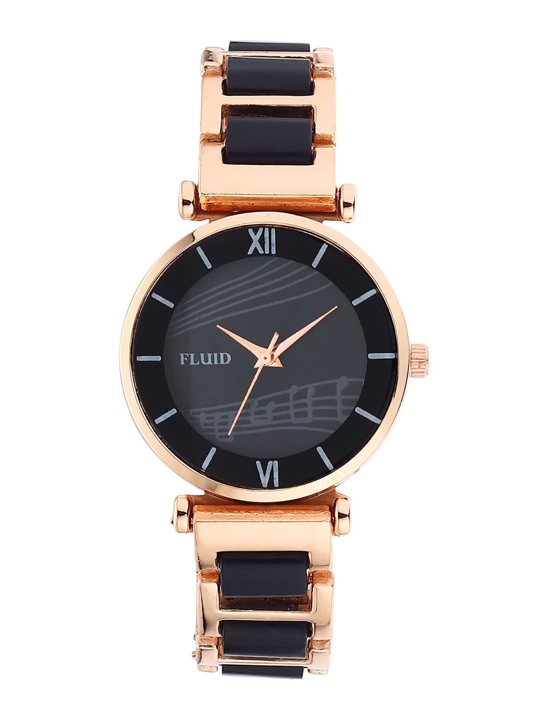

FLUID Women 6 Bangles With Watch Gift Set -FLWJ23 Set-12, Black