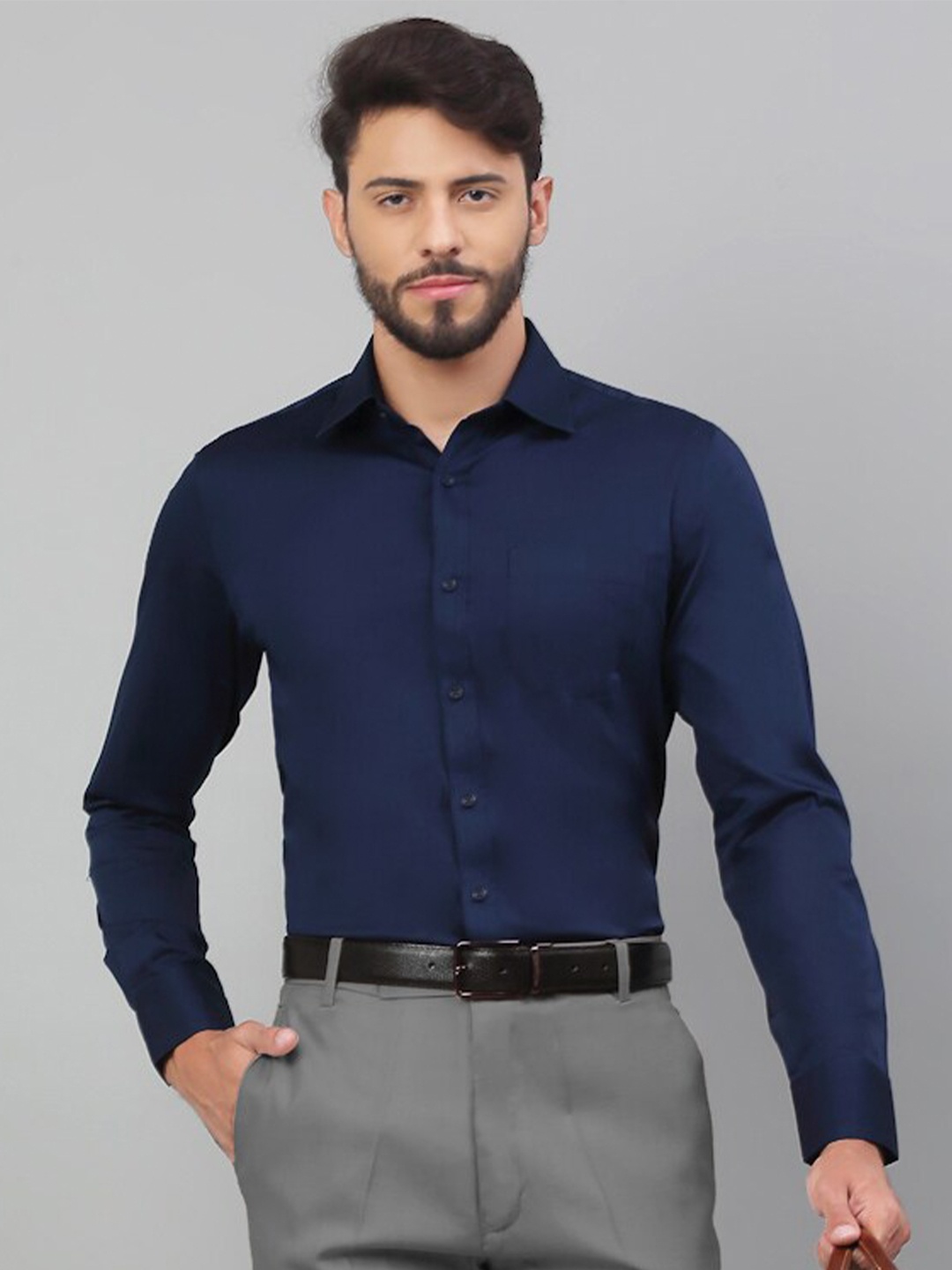

LOUIS STITCH Comfort Opaque Premium Cotton Formal Shirt, Grey