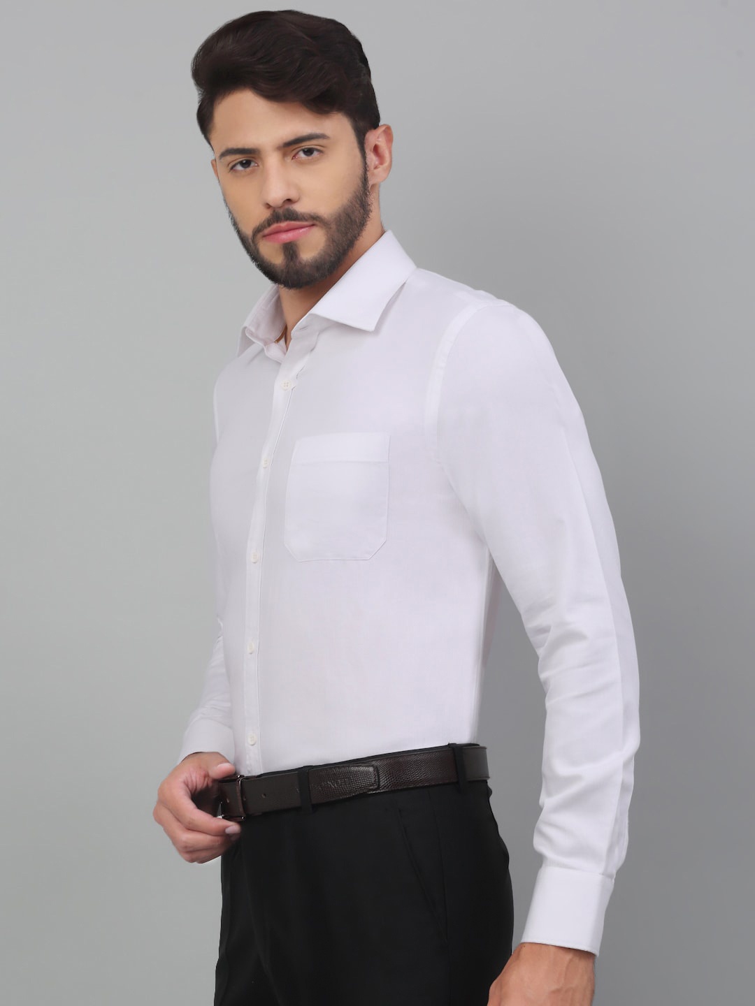 

LOUIS STITCH Spread Collar Comfort Opaque Cotton Formal Shirt, White