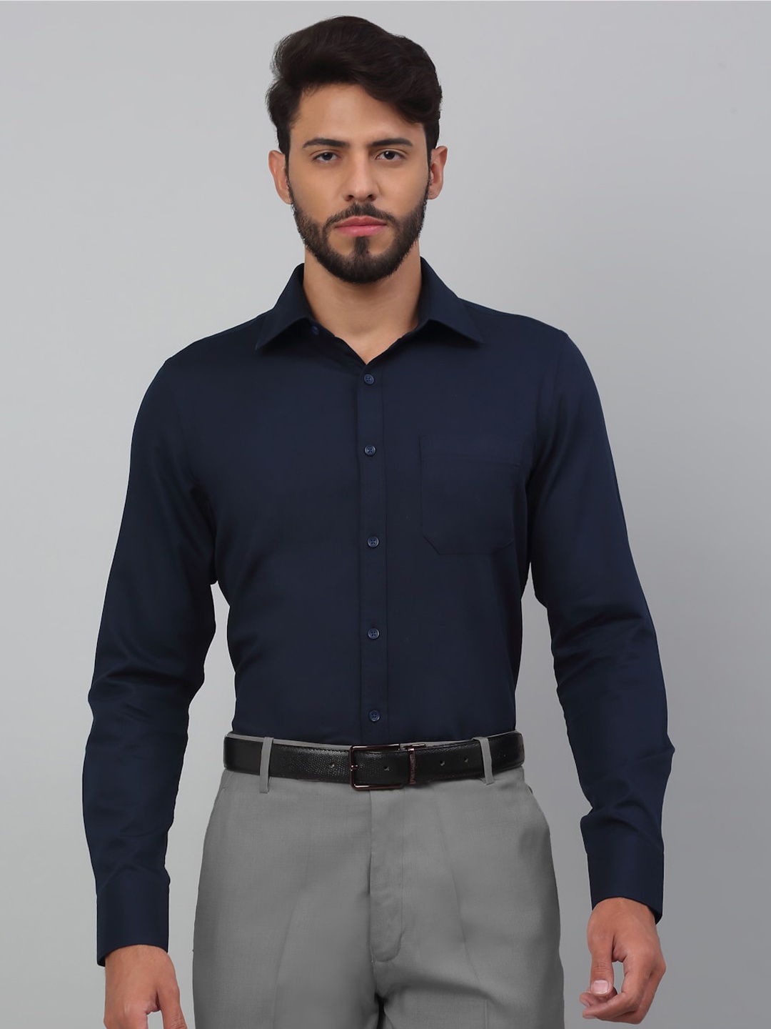 

LOUIS STITCH Comfort Fit Cotton Formal Shirt, Navy blue