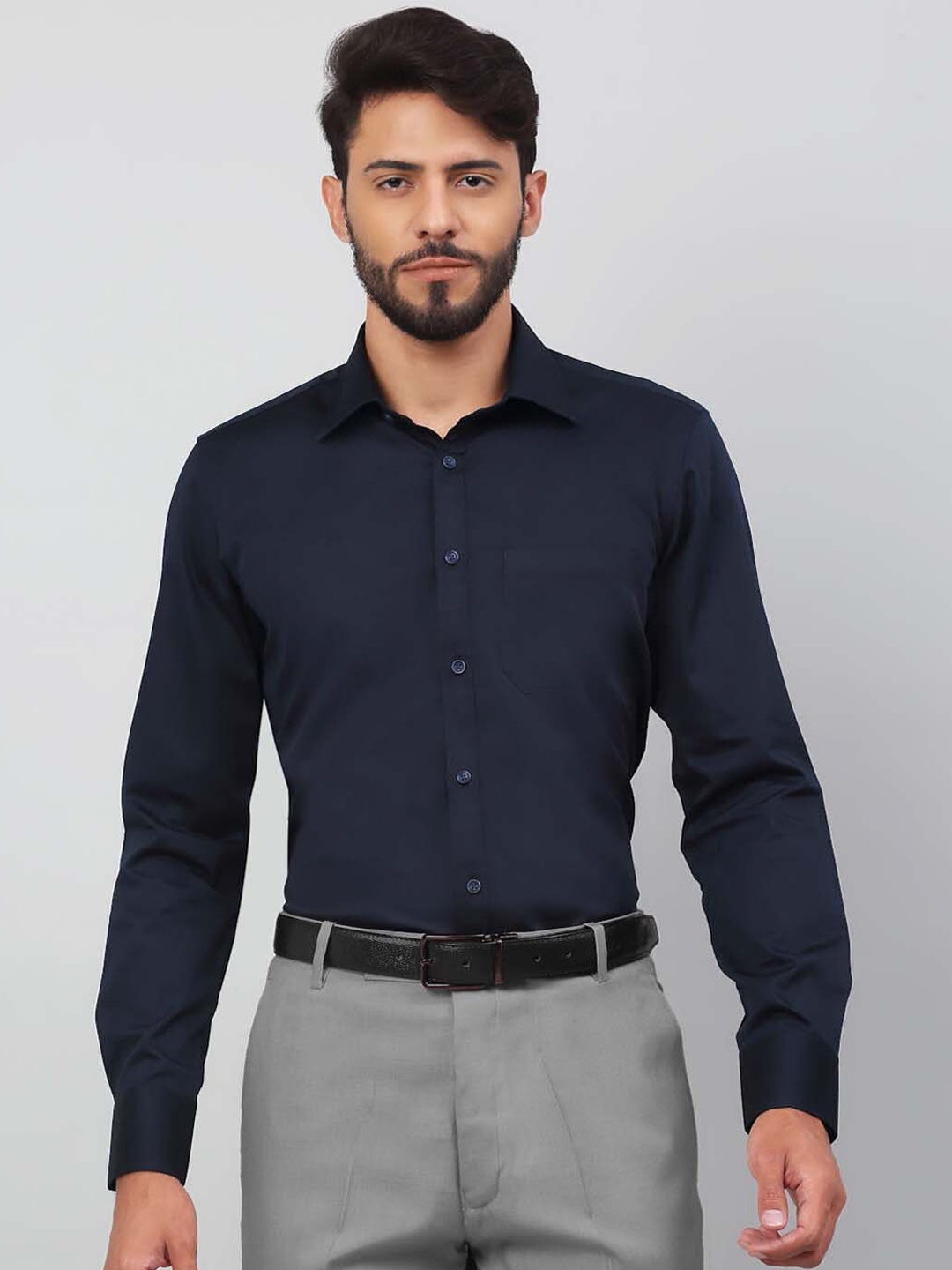 

LOUIS STITCH Comfort Fit Cotton Formal Shirt, Navy blue
