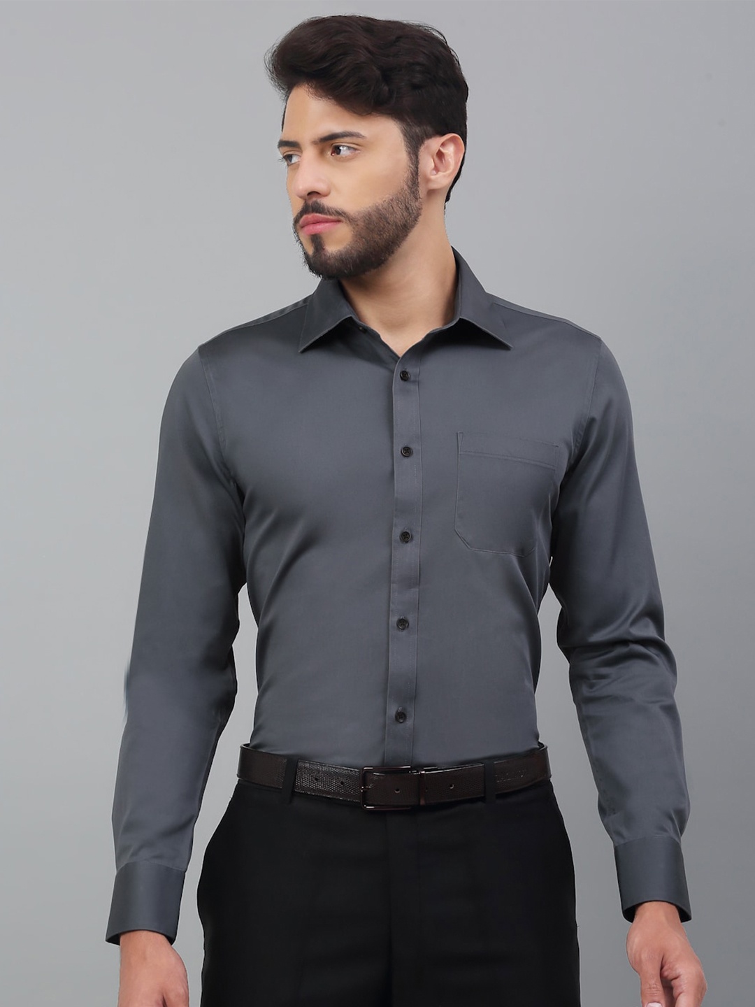 

LOUIS STITCH Comfort Fit Cotton Formal Shirt, Grey