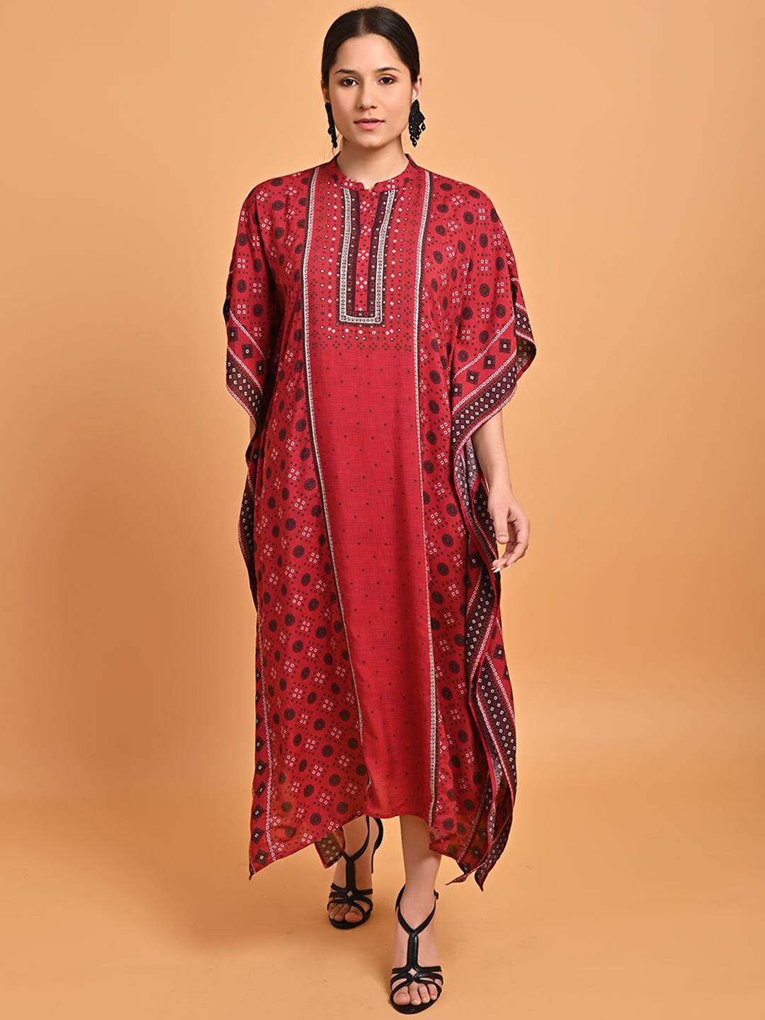 

Lakshita Floral Printed Kaftan Dress, Maroon