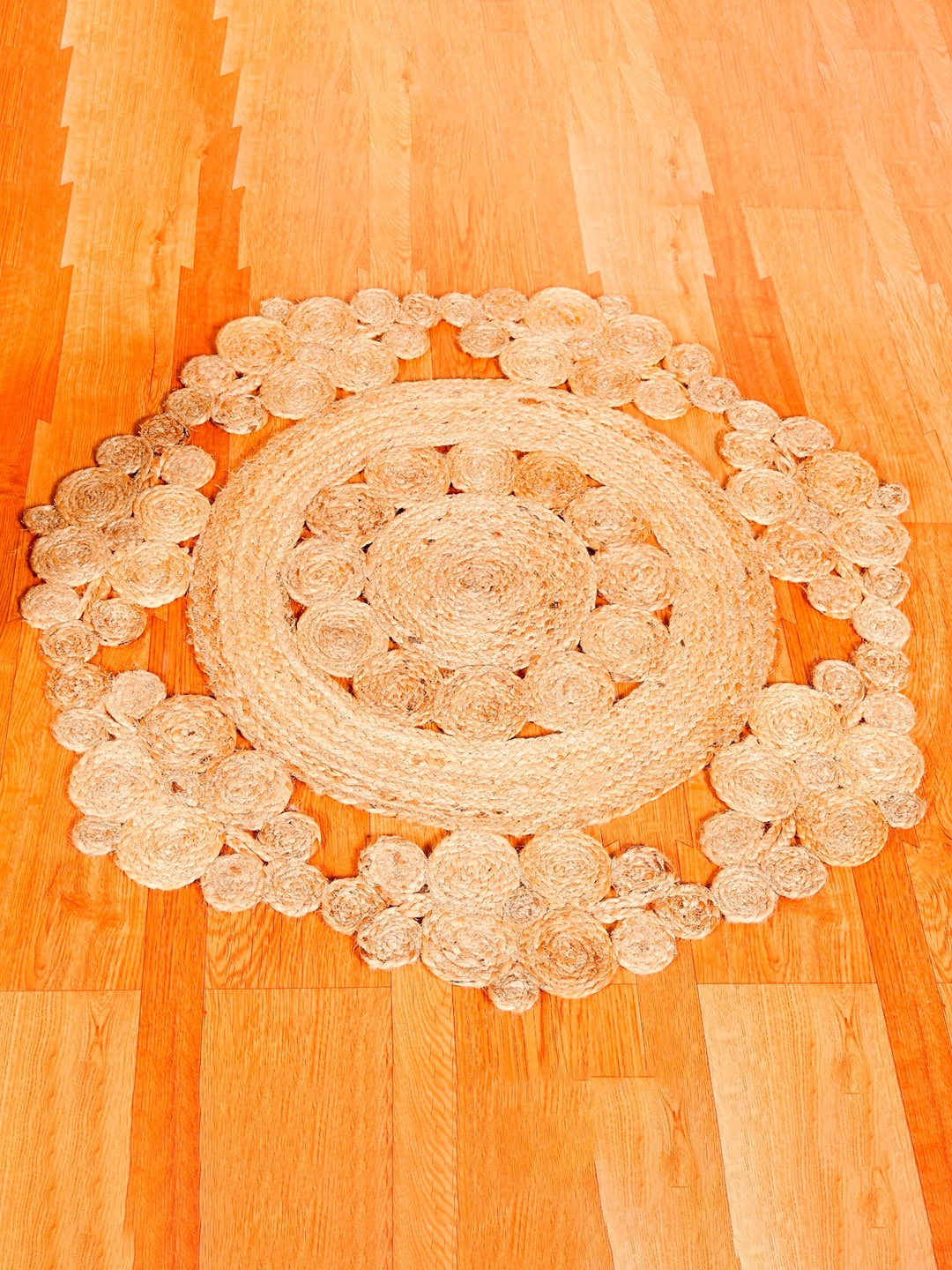 

HANDICRAFT PALACE Brown Braided Circular Jute Cotton Carpet
