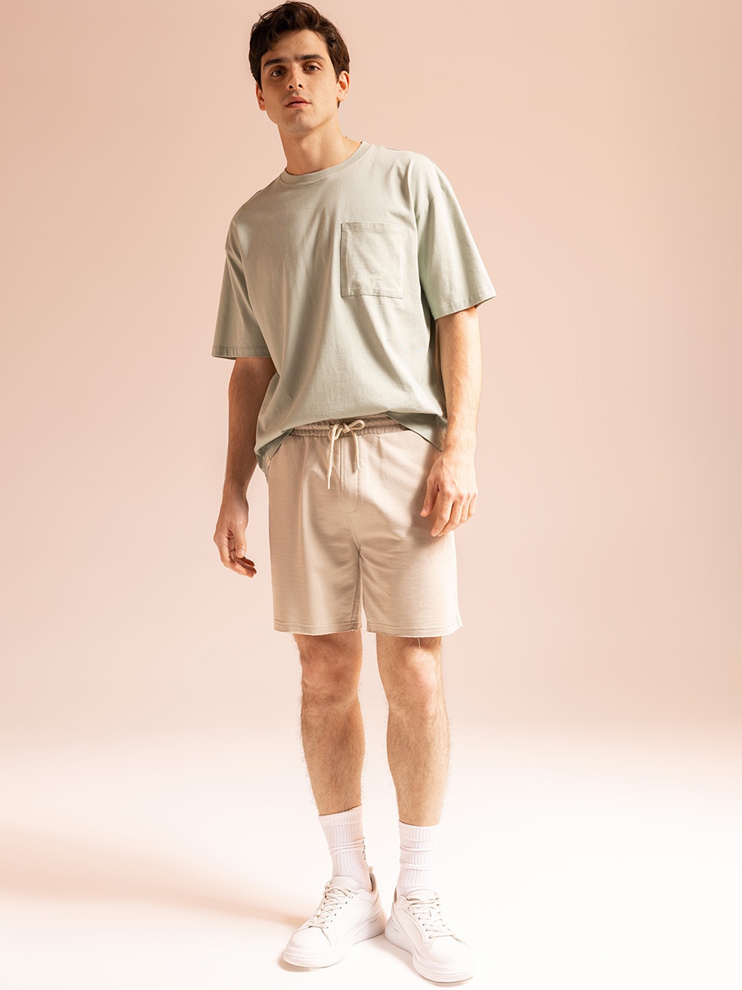 

DeFacto Men Mid Rise Cotton Shorts, Beige