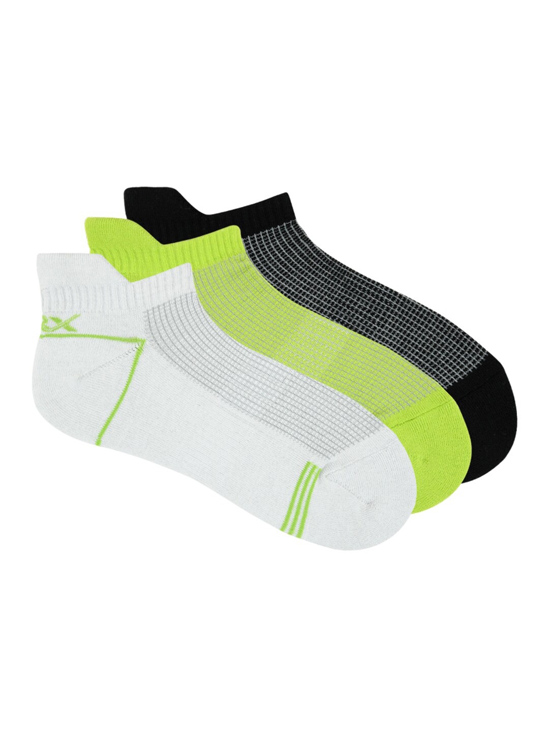 

HRX by Hrithik Roshan Women Pack Of 3 Patterned Cotton Ankle Length Socks, White