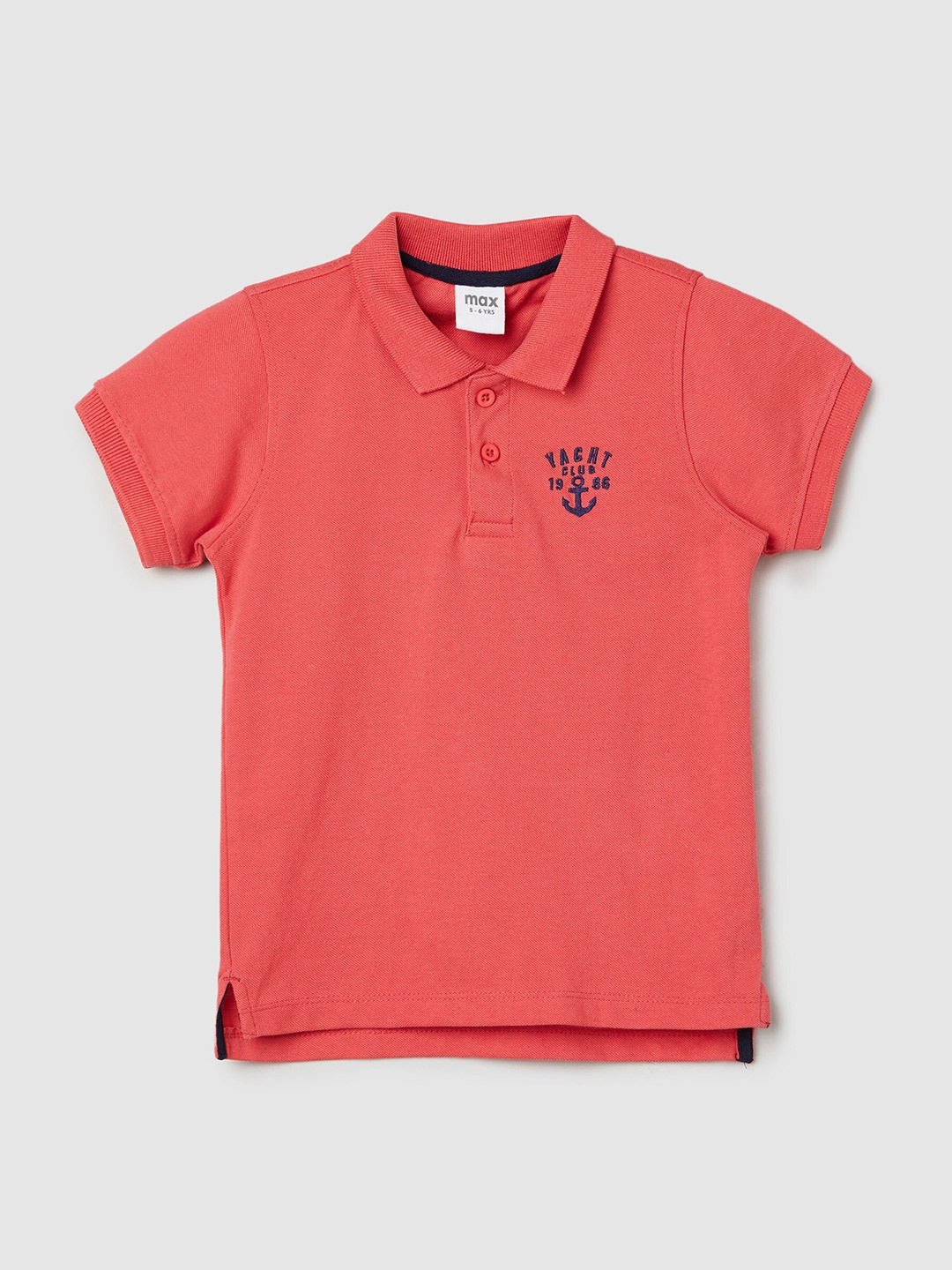 

max Boys Polo Collar Cotton T-shirt, Red