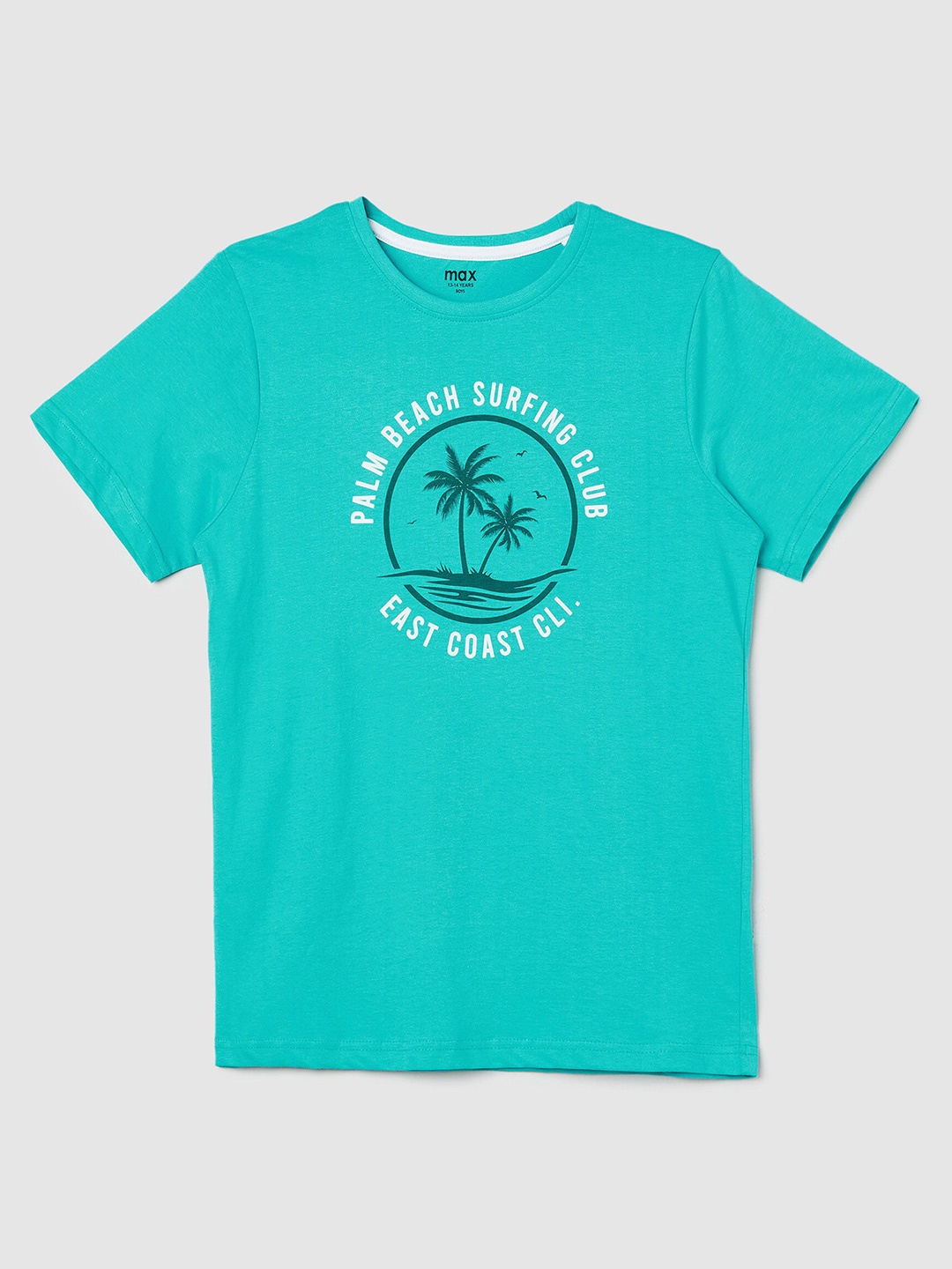 

max Boys Typography Printed Pure Cotton T-shirt, Blue