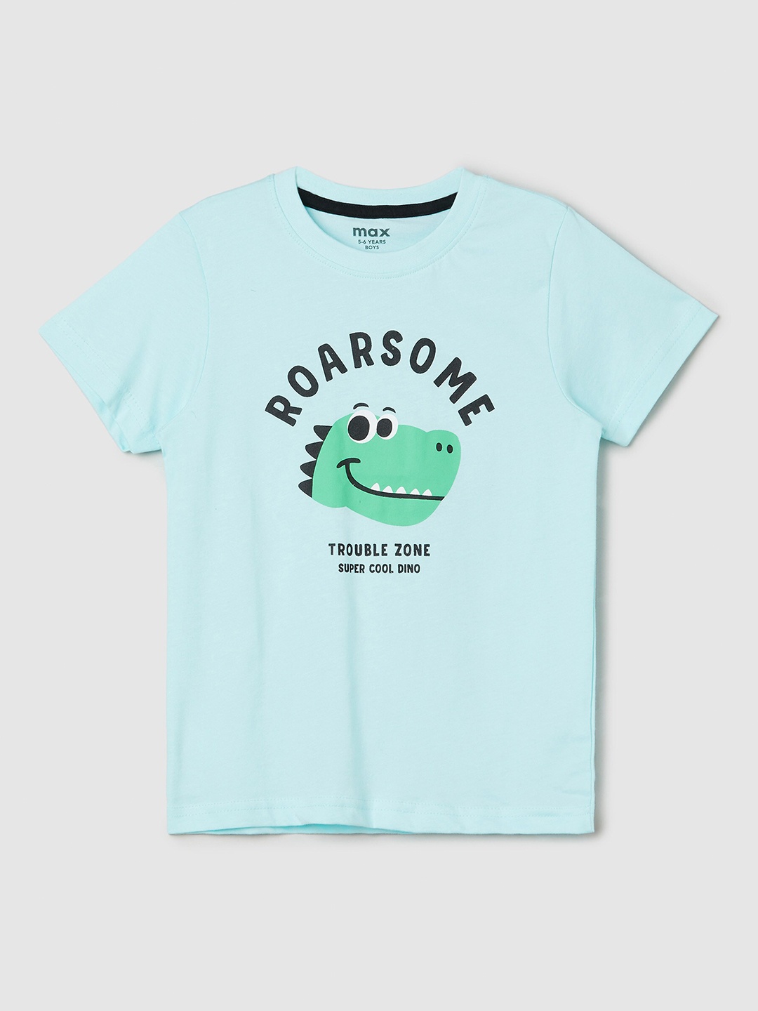 

max Boys Typography Printed Pure Cotton T-Shirt, Blue
