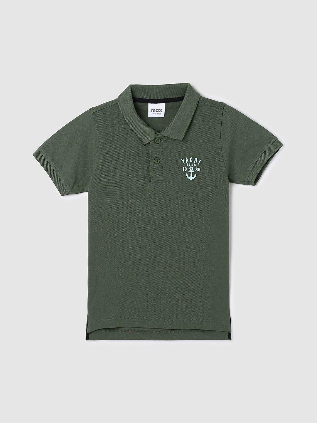 

max Boys Polo Collar Pure Cotton T-shirt, Green