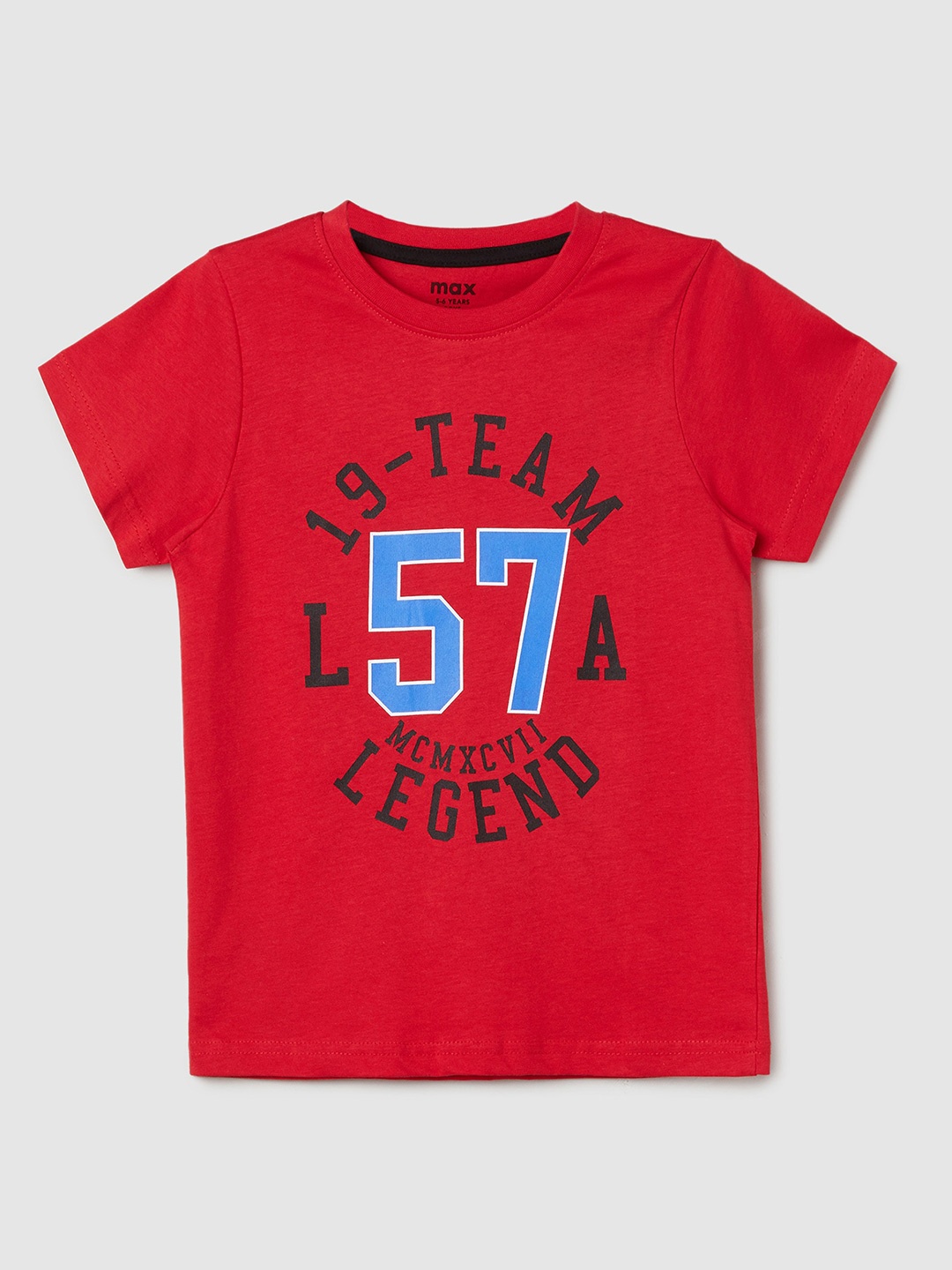 

max Boys Varsity Printed Pure Cotton T-shirt, Red