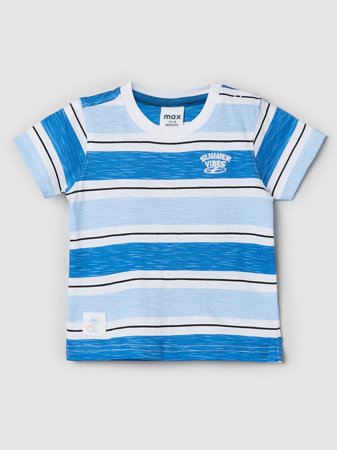 

max Boys Striped Pure Cotton T-Shirt, Blue