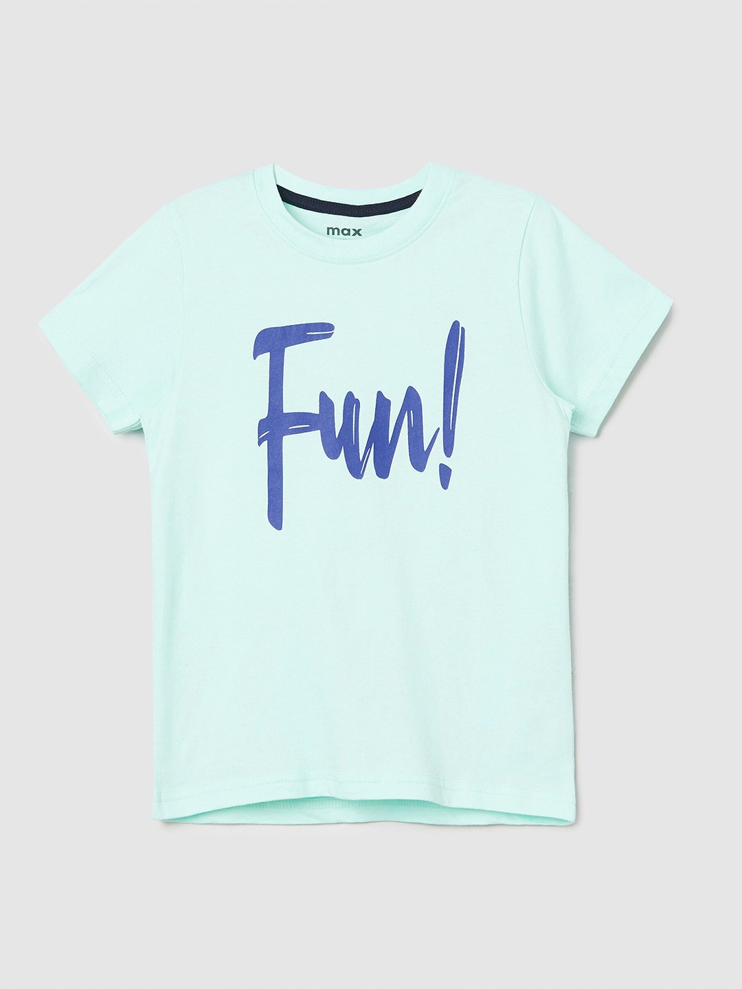 

max Boys Typography Printed Pure Cotton T-Shirt, Blue