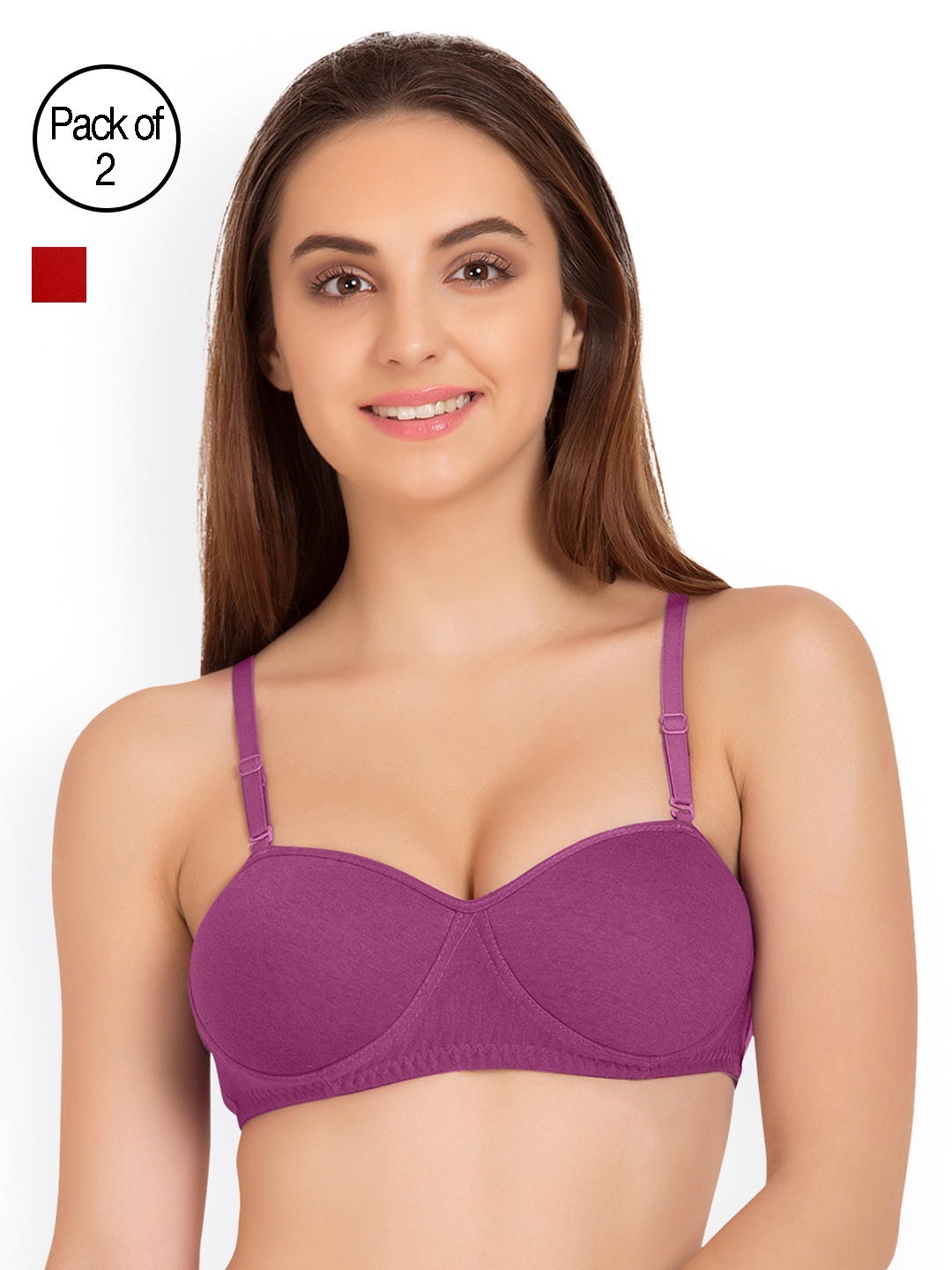 

Tweens Pack of 2 Half-Coverage T-shirt Bras TW91201, Purple