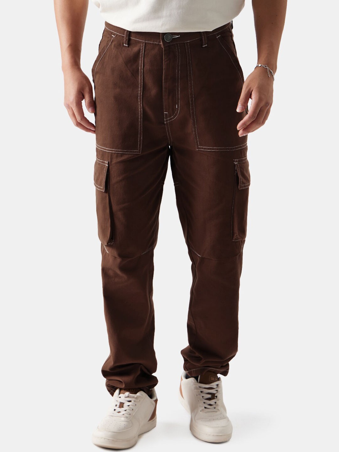 

The Souled Store Brown Mid Rise Cotton Track Pants