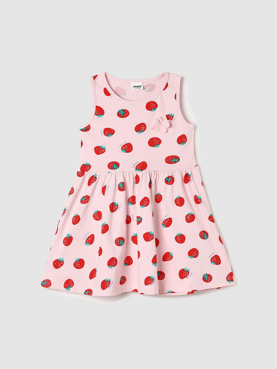 

max Conversational Printed Pure Cotton Fit & Flare Dress, Pink