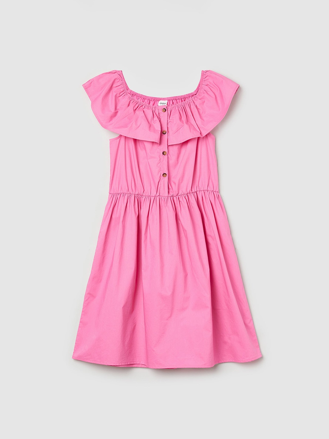 

max Girls Cotton Sleeveless Ruffles Fit & Flare Dress, Pink
