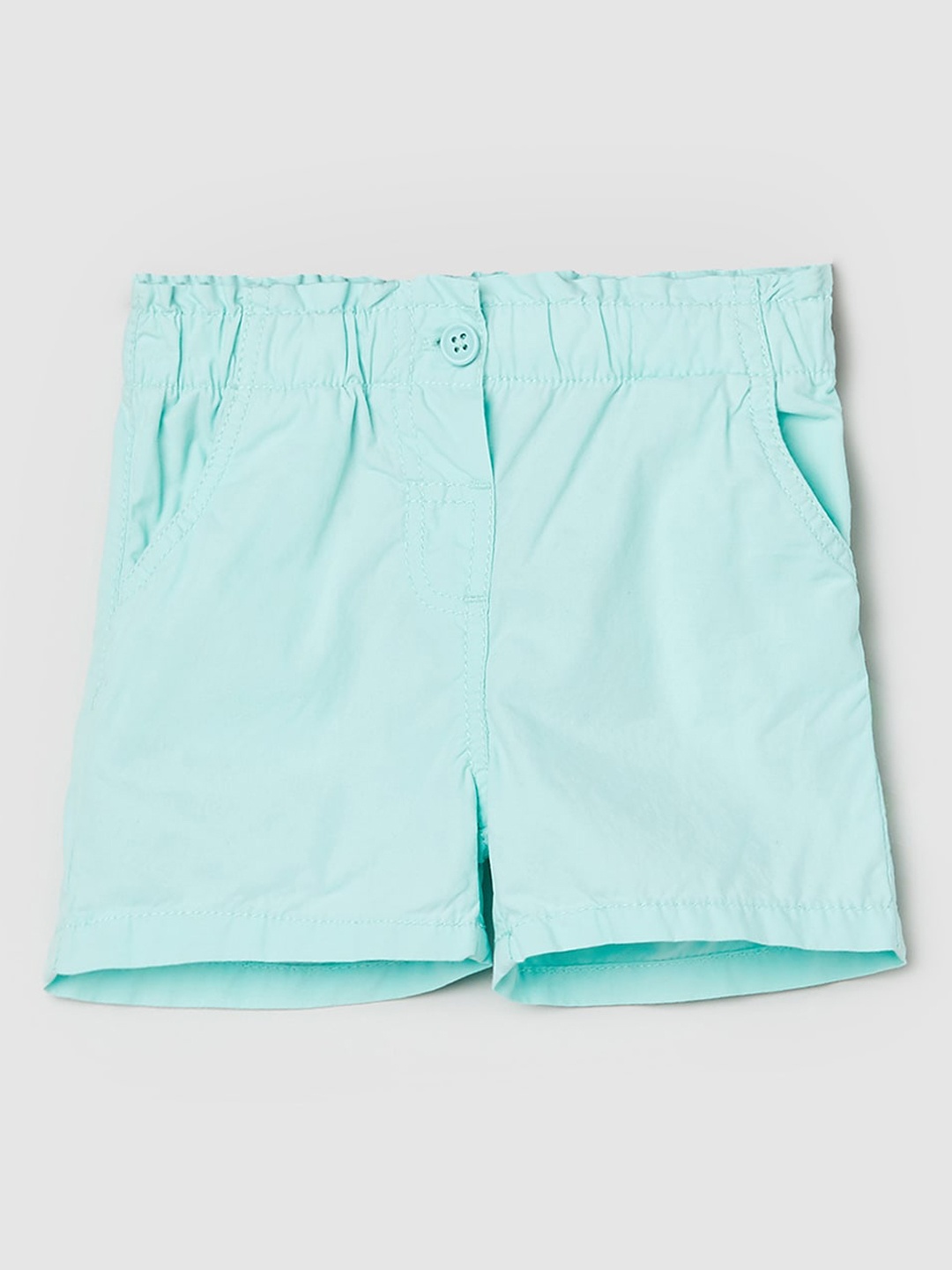 

max Girls Mid Rise Pure Cotton Shorts, Green