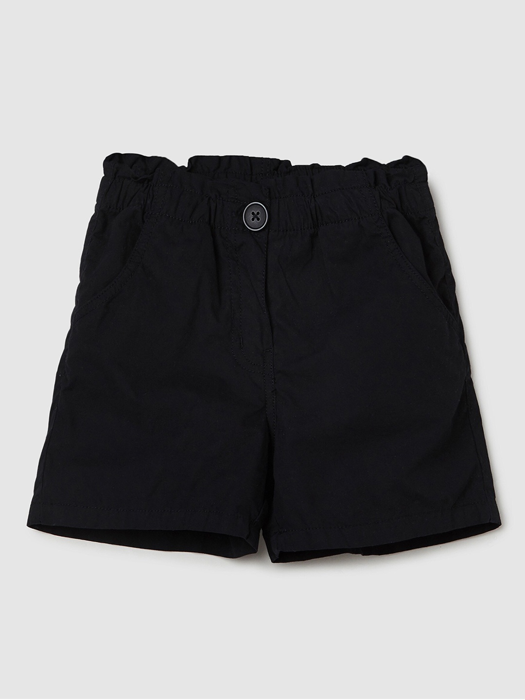 

max Girls Mid-Rise Pure Cotton Shorts, Black