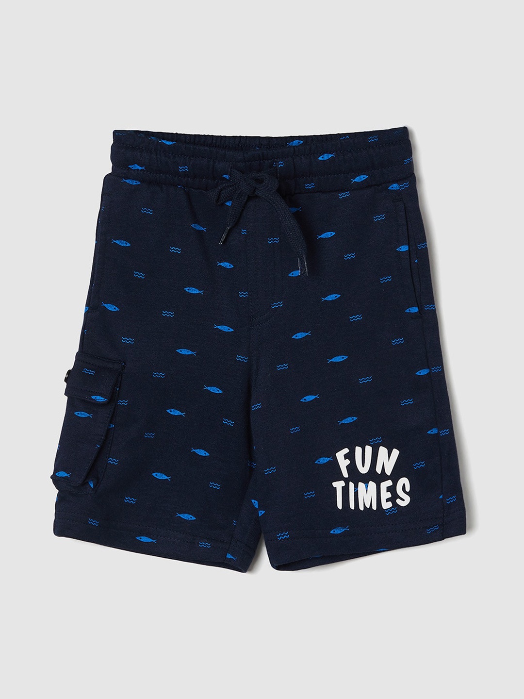 

max Boys Conversational Printed Mid-Rise Casual Shorts, Navy blue