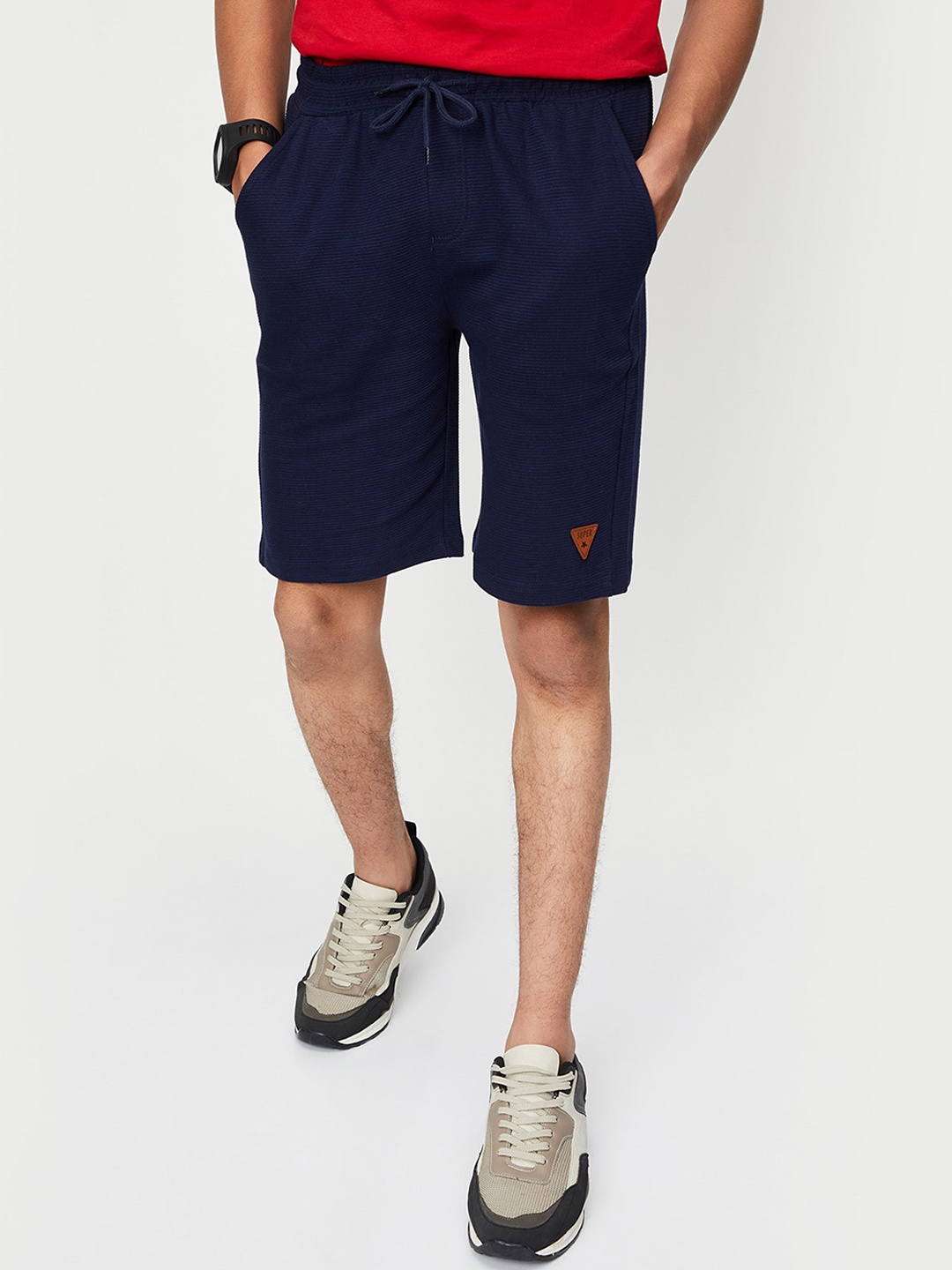 

max Boys Mid-Rise Casual Shorts, Navy blue