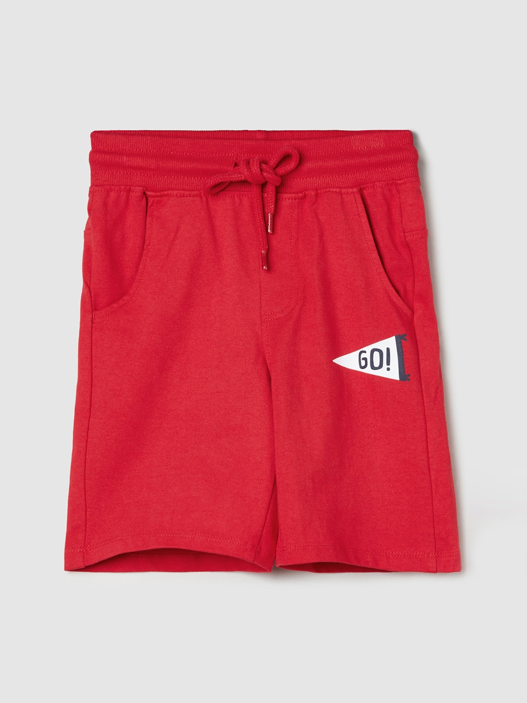 

max Boys Mid Rise Pure Cotton Shorts, Red