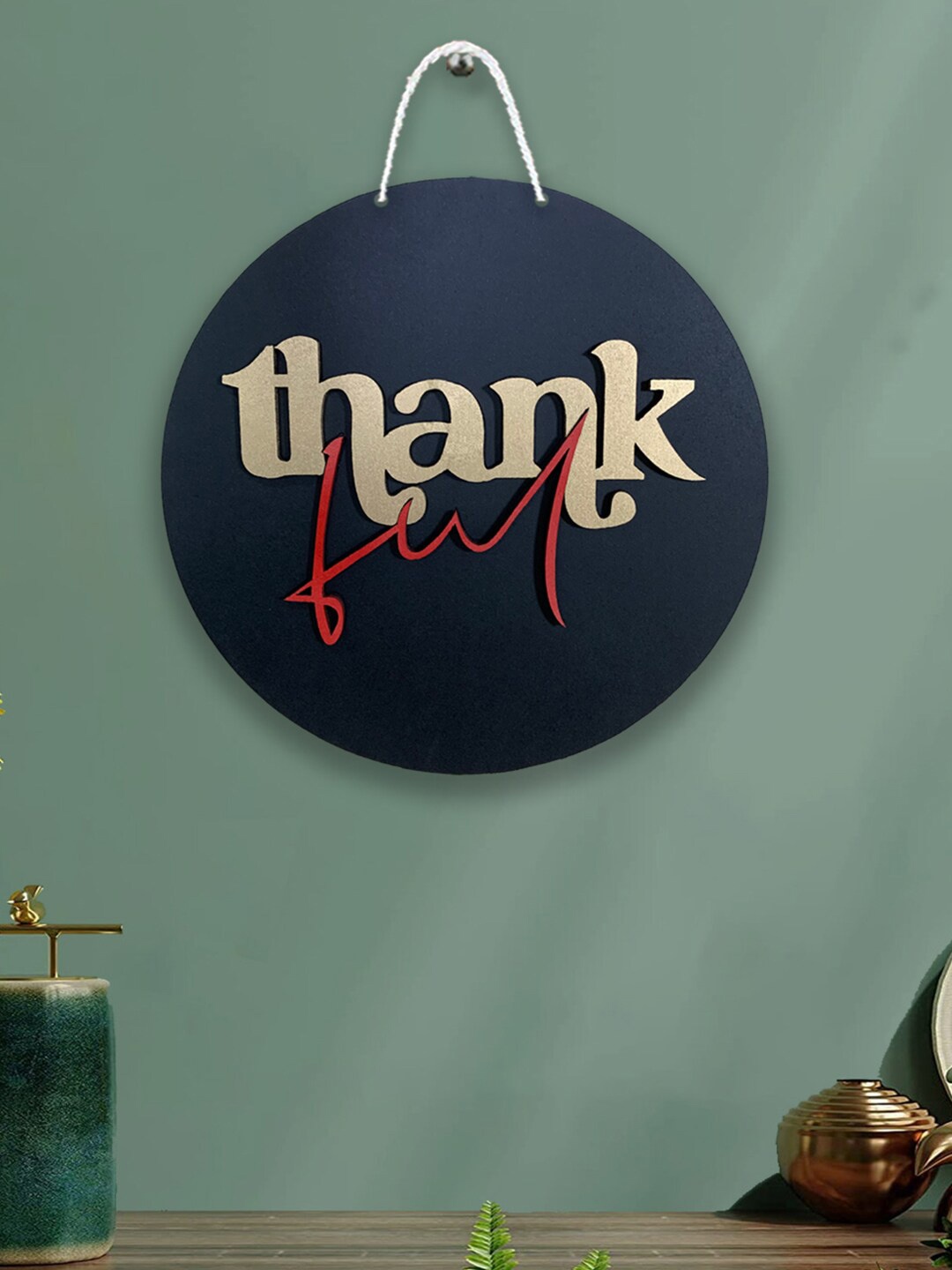 

Art Street Black & Brown Thankful Sign Round MDF Wooden Wall Decor
