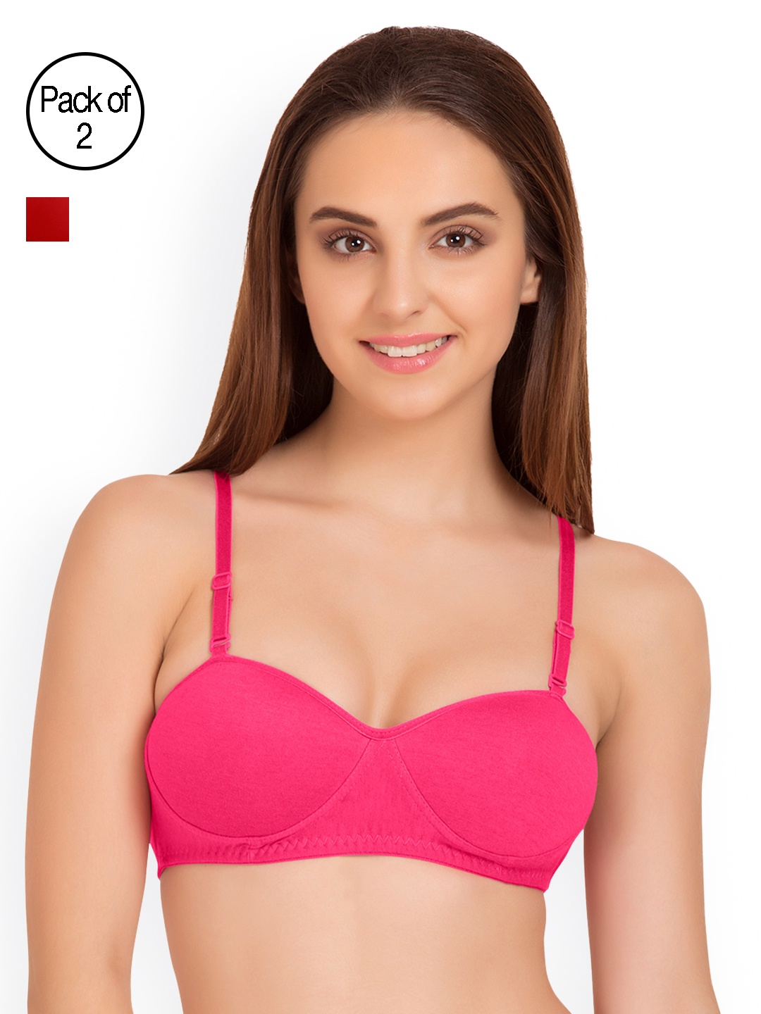 

Tweens Pack of 2 Medium-Coverage T-shirt Bras TW91201, Red