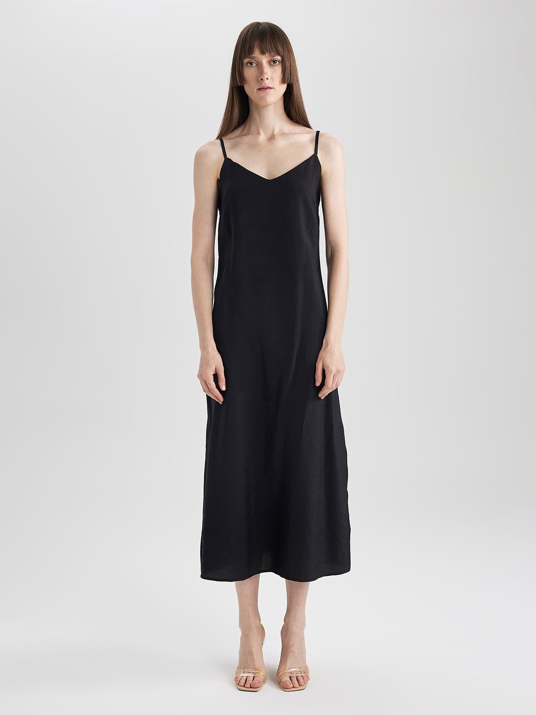 

DeFacto Shoulder Straps Maxi Dress, Black