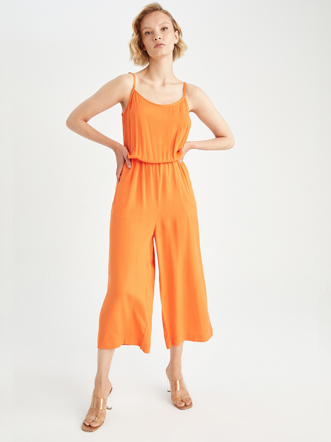 

DeFacto Sleeveless Basic Jumpsuit, Orange