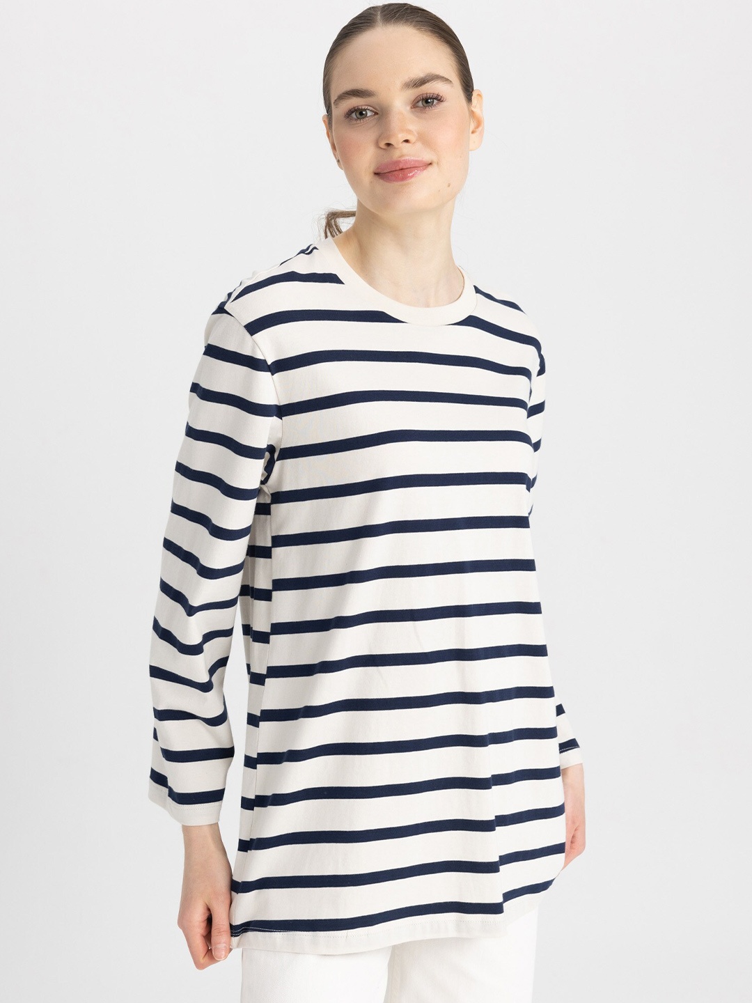 

DeFacto Striped Pullover Tunic, White