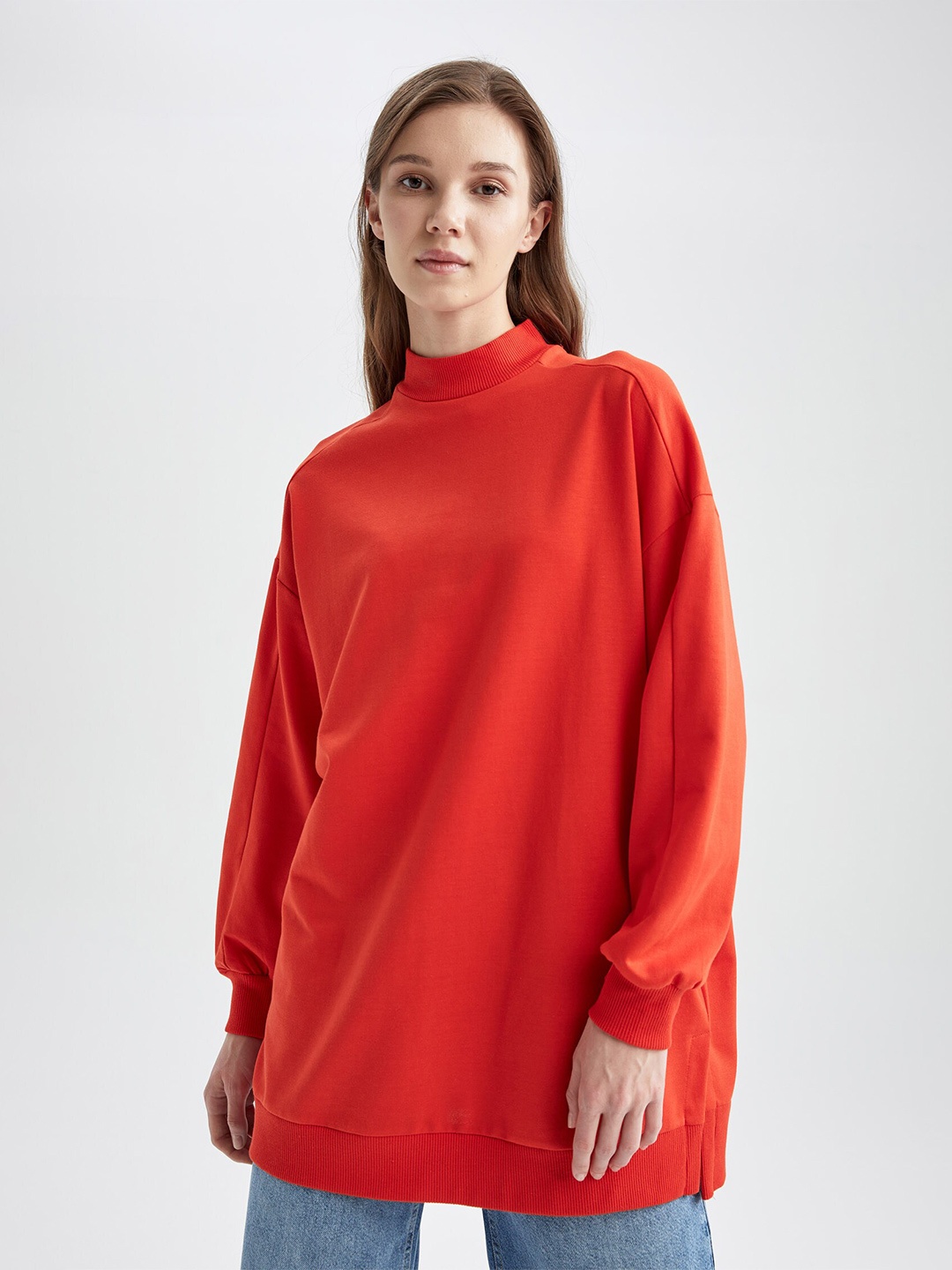

DeFacto Round Neck Pullover Tunic, Orange