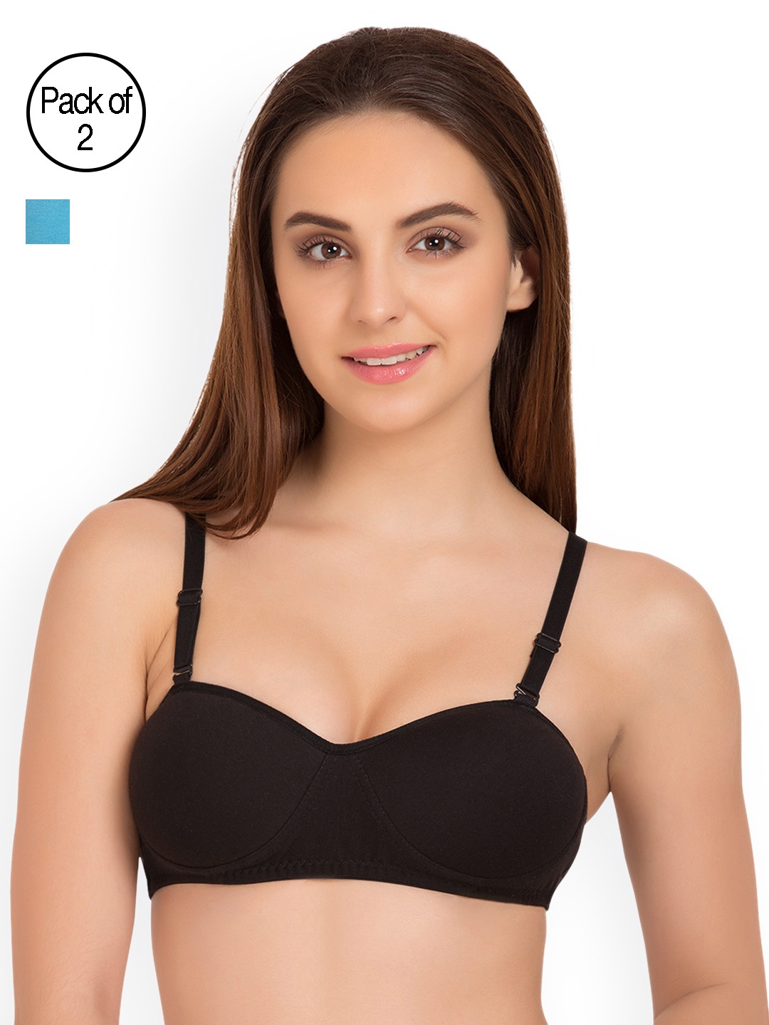 

Tweens Pack of 2 Medium-Coverage T-shirt Bras TW91201, Turquoise blue