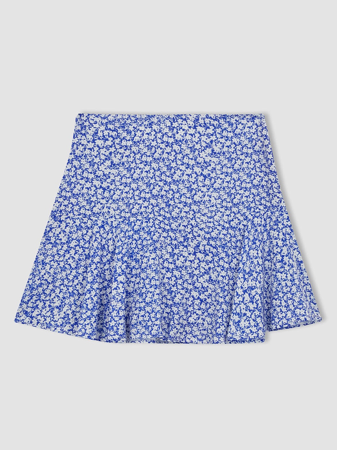 

DeFacto Floral Printed Flared A-Line Mini Skirt, Blue