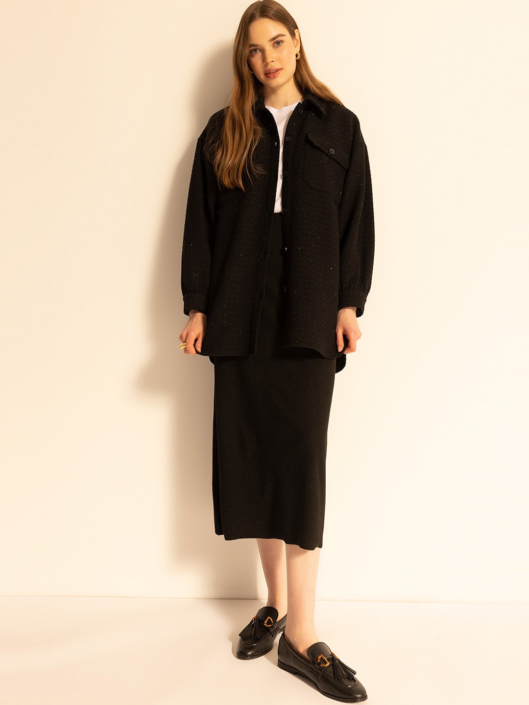 

DeFacto Midi Straight Skirt, Black
