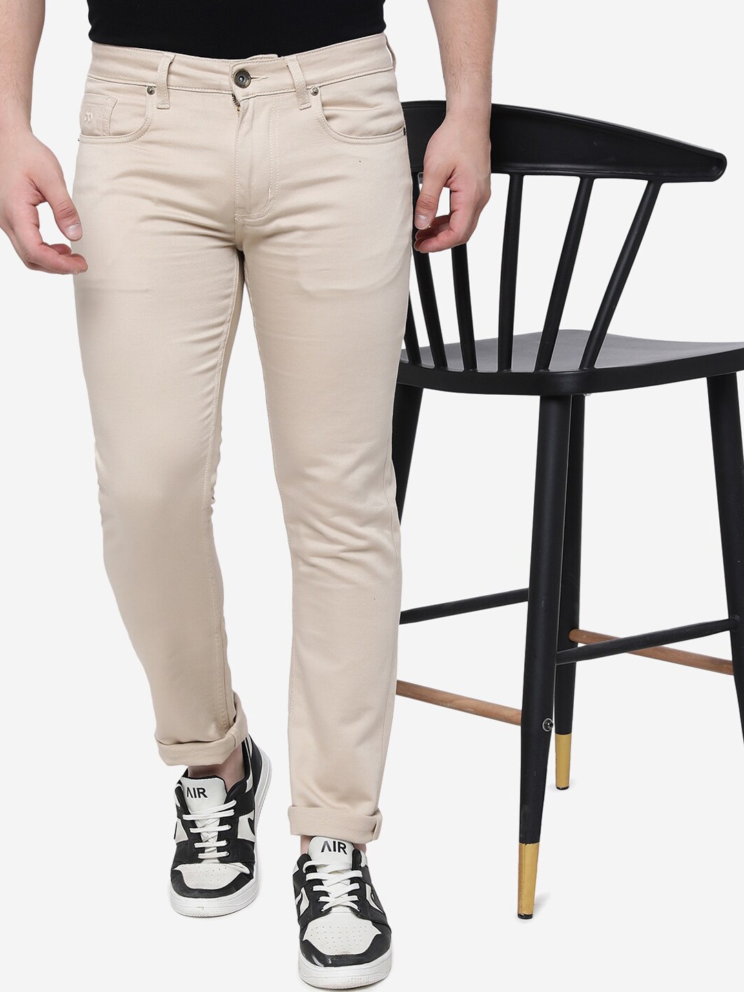 

JADE BLUE Men Beige Slim Fit Stretchable Jeans