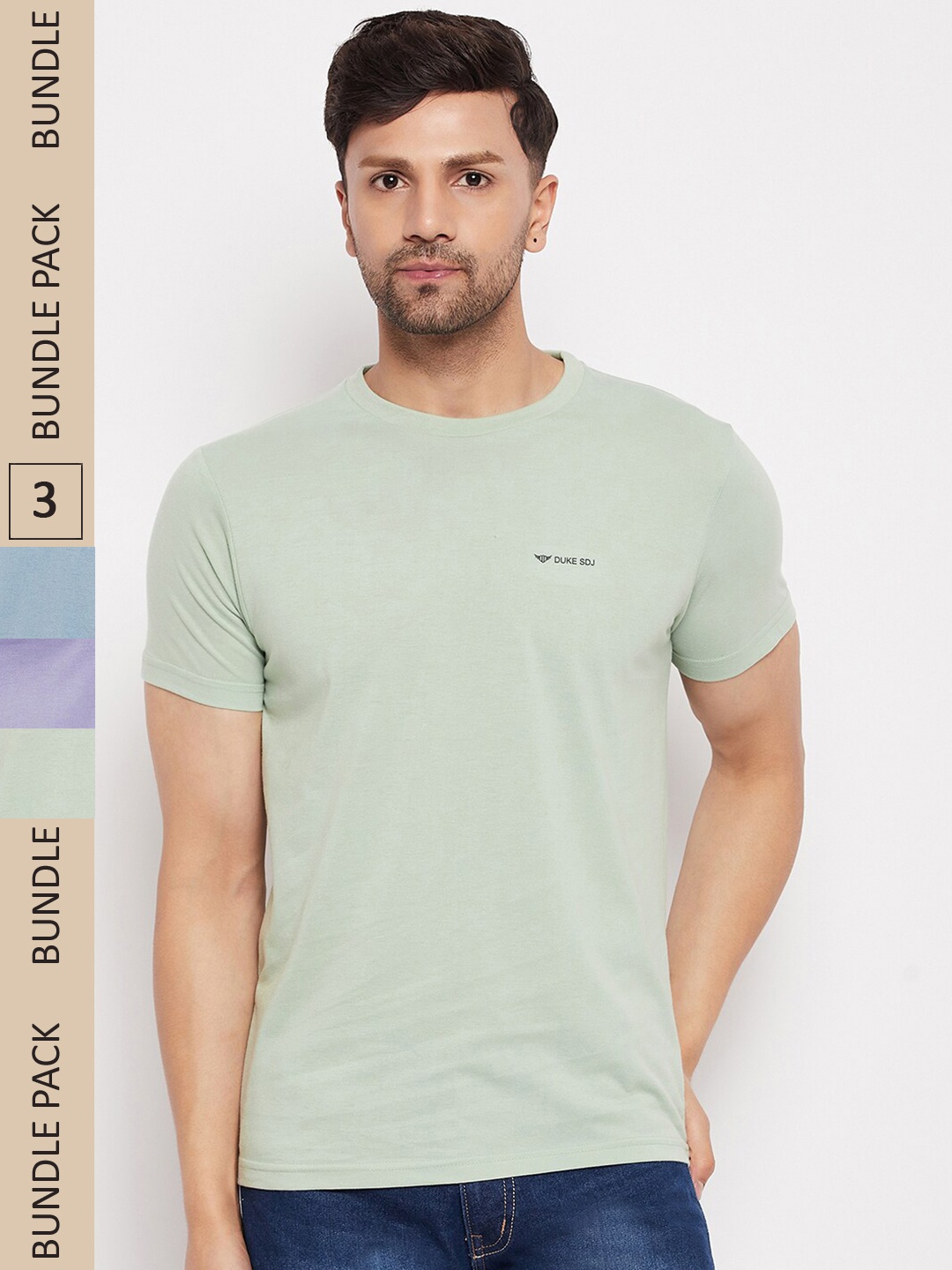 

Duke Pack Of 3 Cotton Slim Fit T-shirt, Green