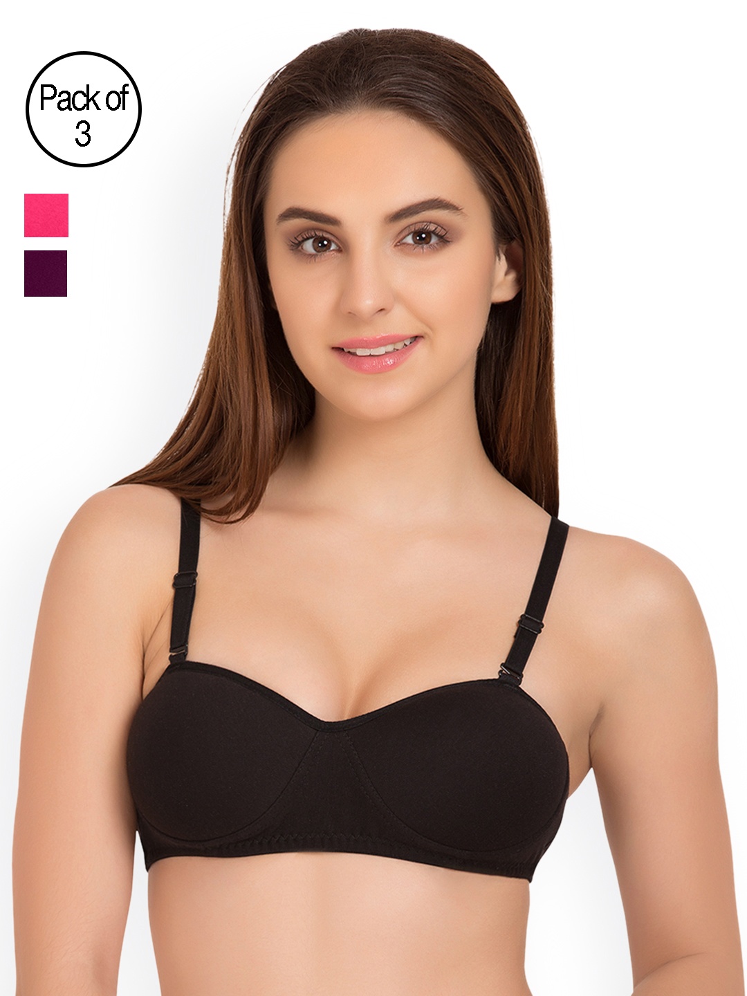 

Tweens Pack of 3 Half-Coverage T-shirt Bras TW91201, Black