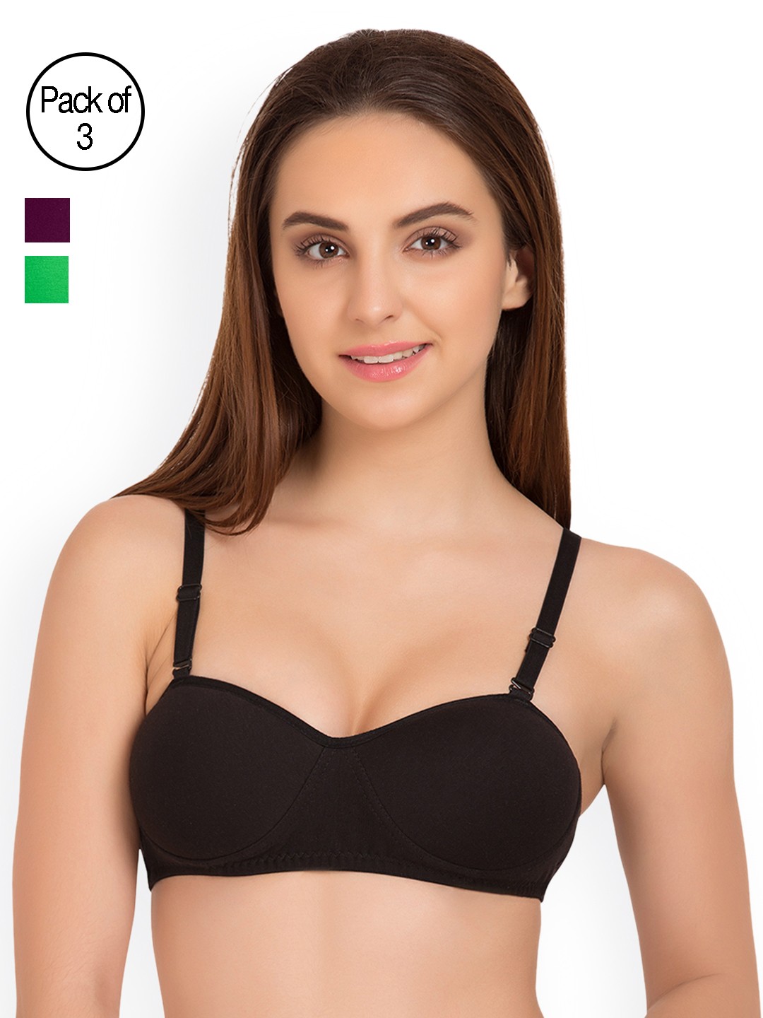 

Tweens Pack of 3 Half-Coverage T-shirt Bras TW91201-3PC, Black
