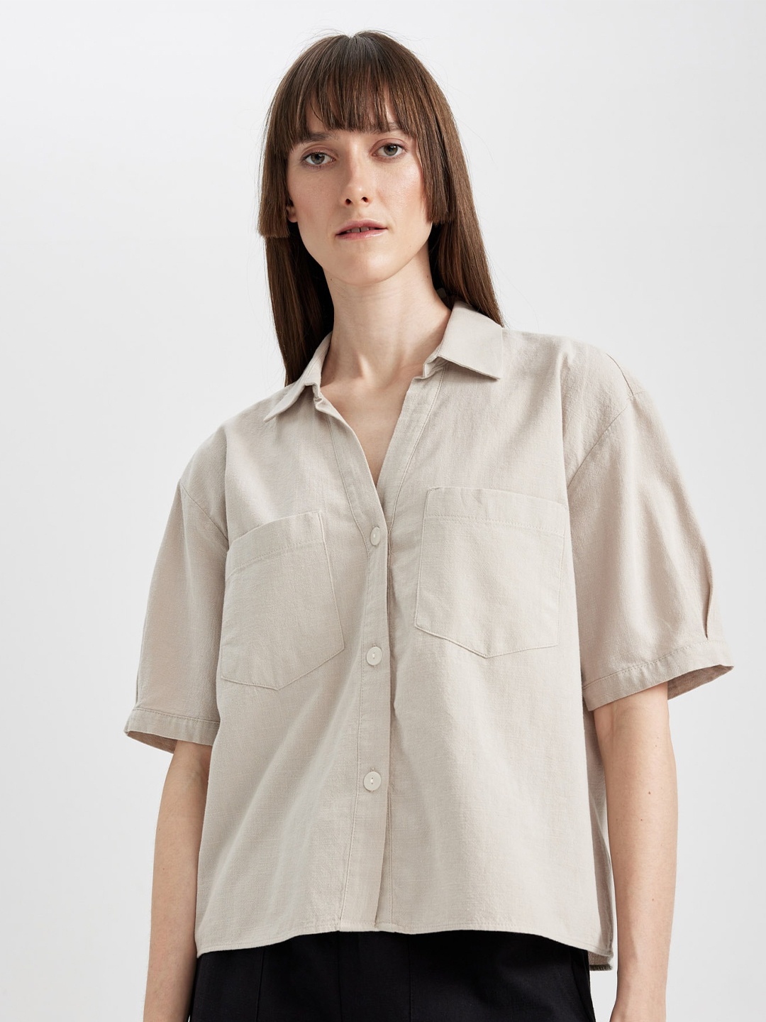 

DeFacto Drop Shoulder Casual Shirt, Grey