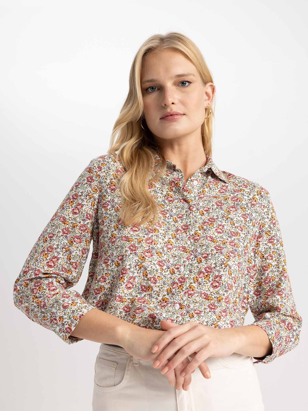 

DeFacto Floral Printed Casual Shirt, Na